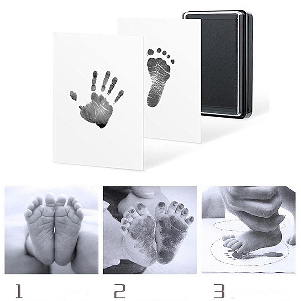 Footprint Ink Kit - เป็นมิตรกับสิ่งแวดล้อมการดูแลเด็กปลอดสารพิษ Handprint รอยเท้าพิมพ์ชุดของที่ระลึกหล่อแผ่นหมึกทารกแรกเกิด