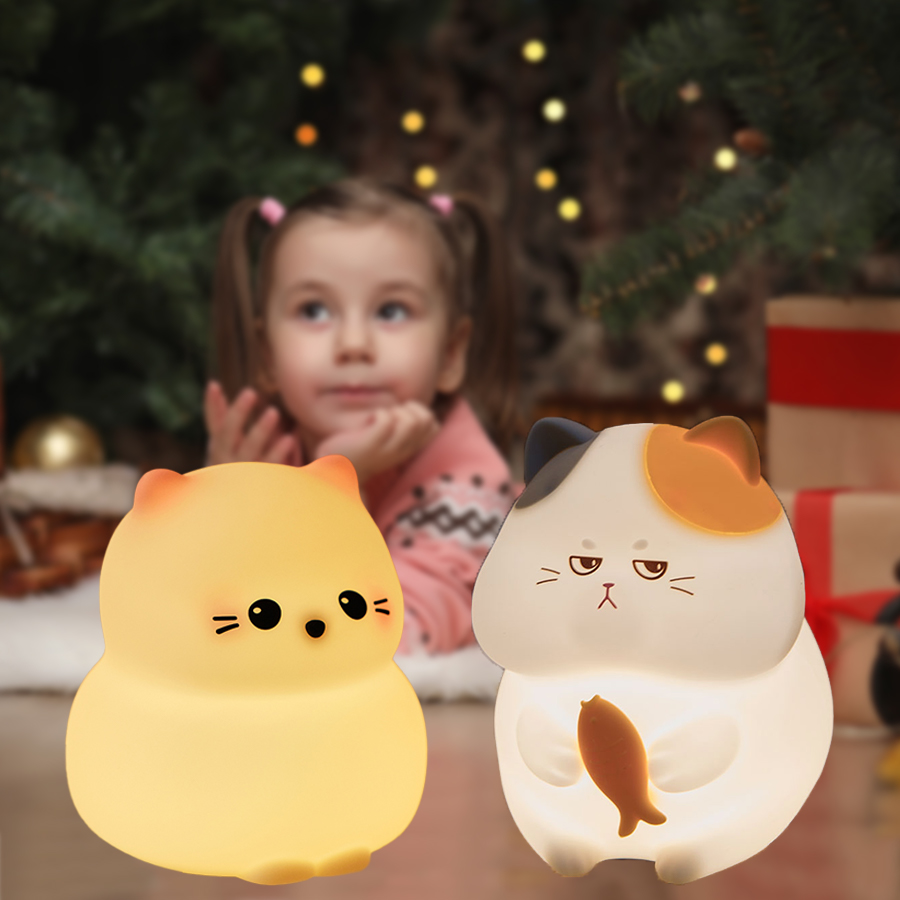 Baby Nursery Table Lamp - น่ารัก Kitty LED Night Light ซิลิโคนแมวตารางโคมไฟสําหรับเด็กวัยหัดเดินเด็กห้องนอนเด็กโคมไฟของขวัญวันเกิด