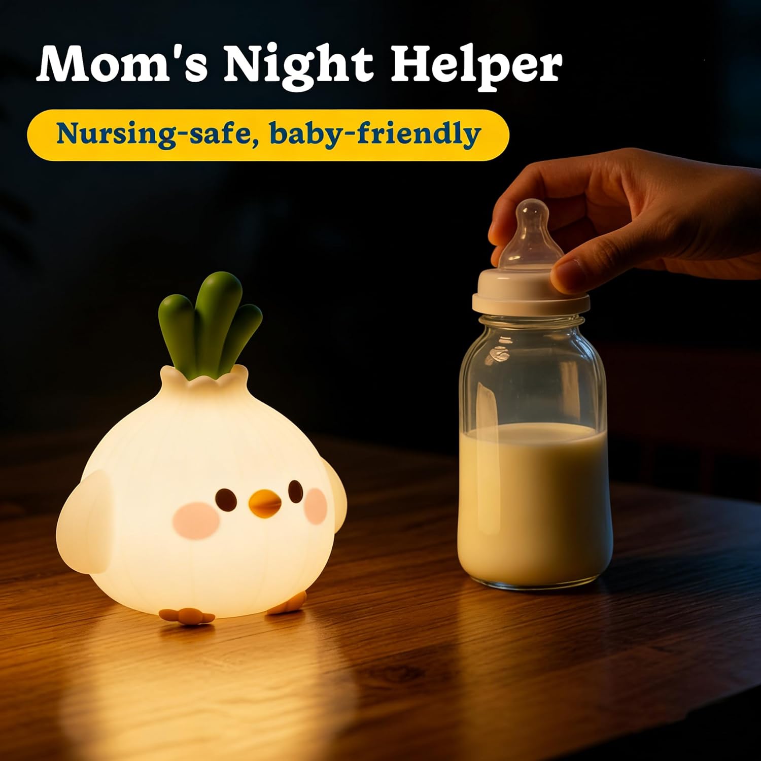 Baby Nursery Colors - ไฟกลางคืน LED รูปนกกระเทียม น่ารัก ทำจากซิลิโคน บีบได้
