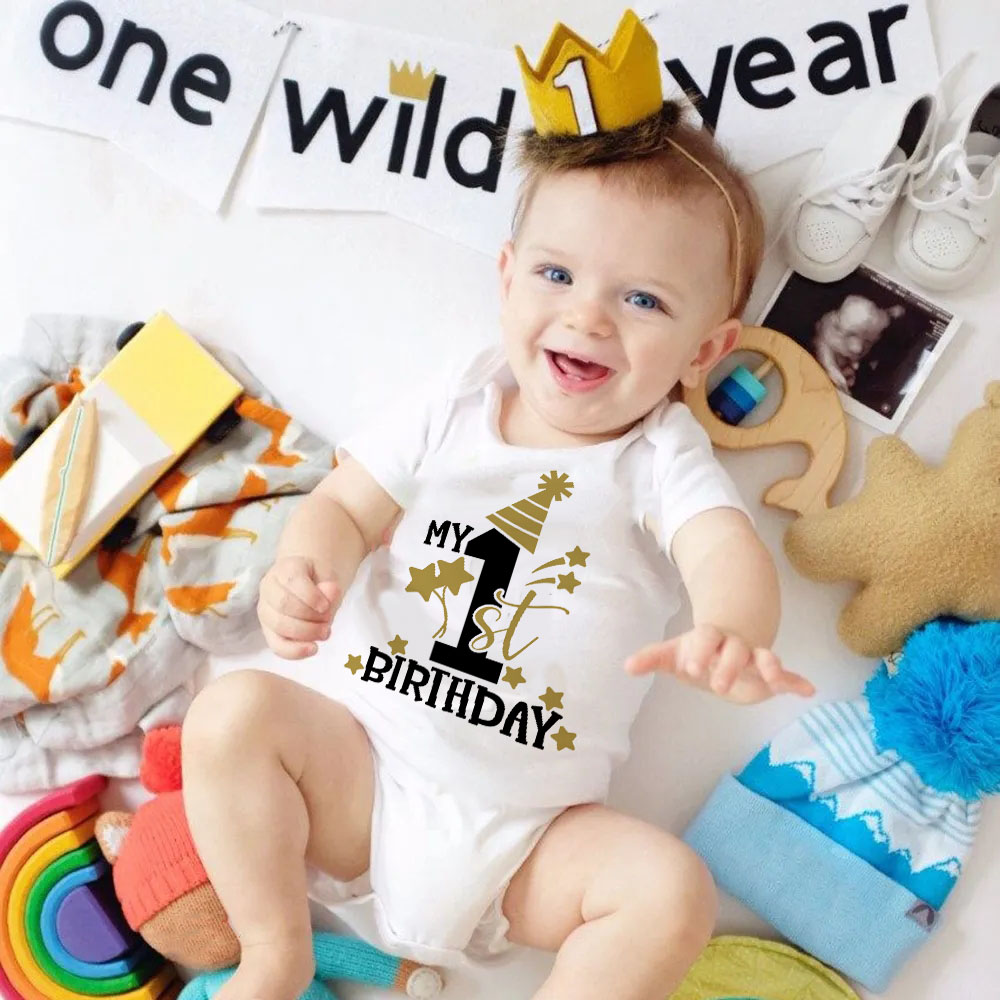 Baby Nursery Ideas Boy - My 1st Birthday ทารกแรกเกิด Romper ฤดูร้อนทารกเด็กวัยหัดเดินแขนสั้น