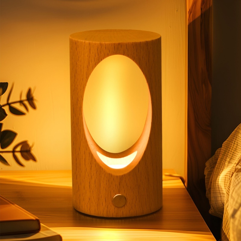 Baby Nursery Table Lamp - ไฟกลางคืนสำหรับเด็กแบบชาร์จไฟได้ LED ปรับความสว่างได้ โคมไฟตั้งโต๊ะไม้ ไฟสัมผัสสำหรับเด็ก สำหรับห้องเด็กอ่อน