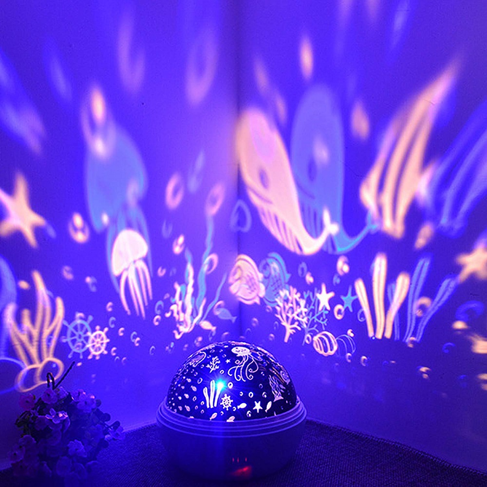 Baby Nursery Colors - 8 สีหมุนโปรเจคเตอร์ Night Light Luminaria Ocean