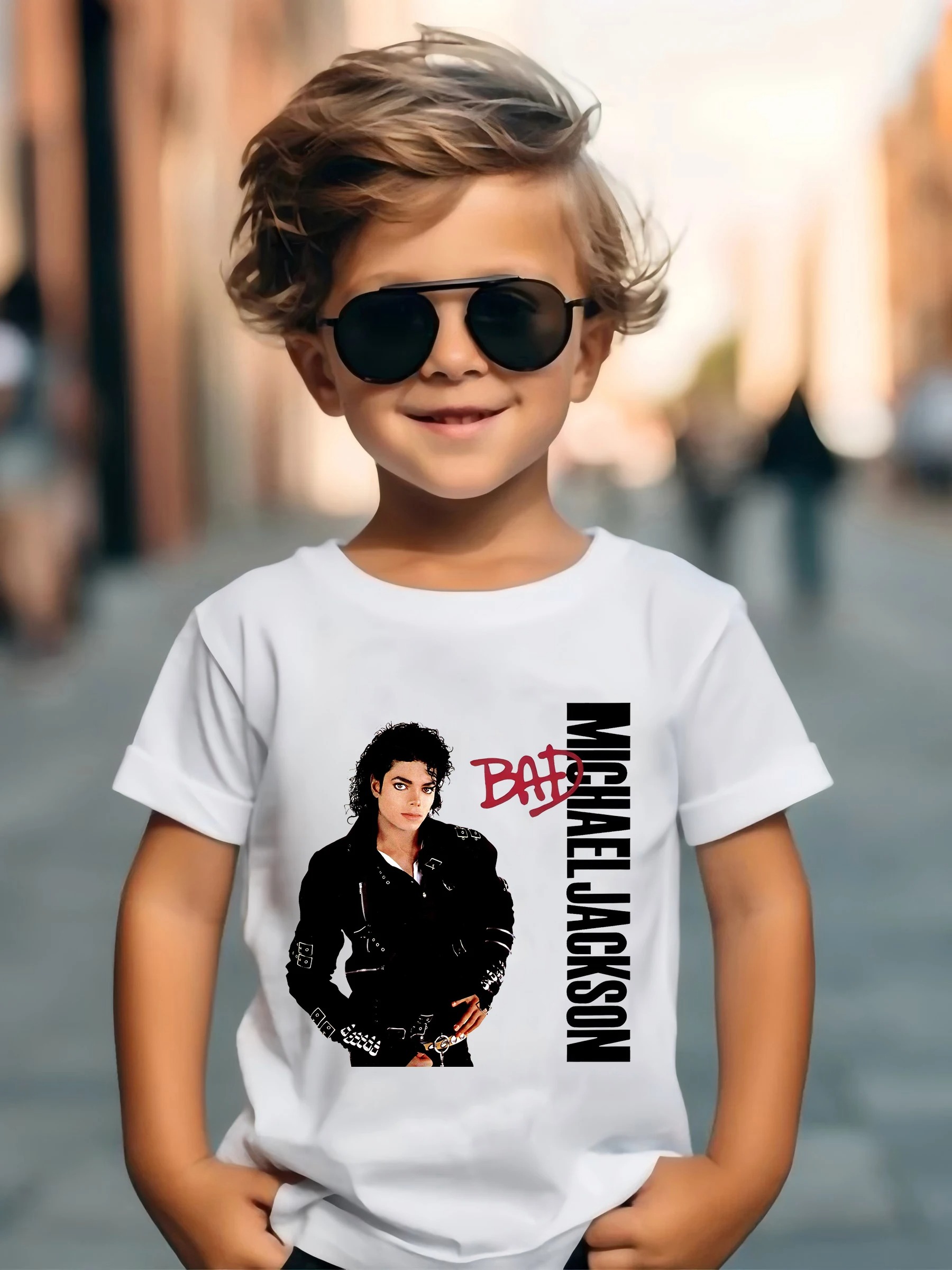 Baby Nursery Ideas Boy - เสื้อยืดเด็กสไตล์ร็อกแอนด์โรลไมเคิล แจ็คสัน ปี 2026 เสื้อแฟชั่นเด็กคอกลม เสื้อผ้าลำลองสำหรับเด็กชาย/เด็กหญิงในช่วงฤดูร้อน