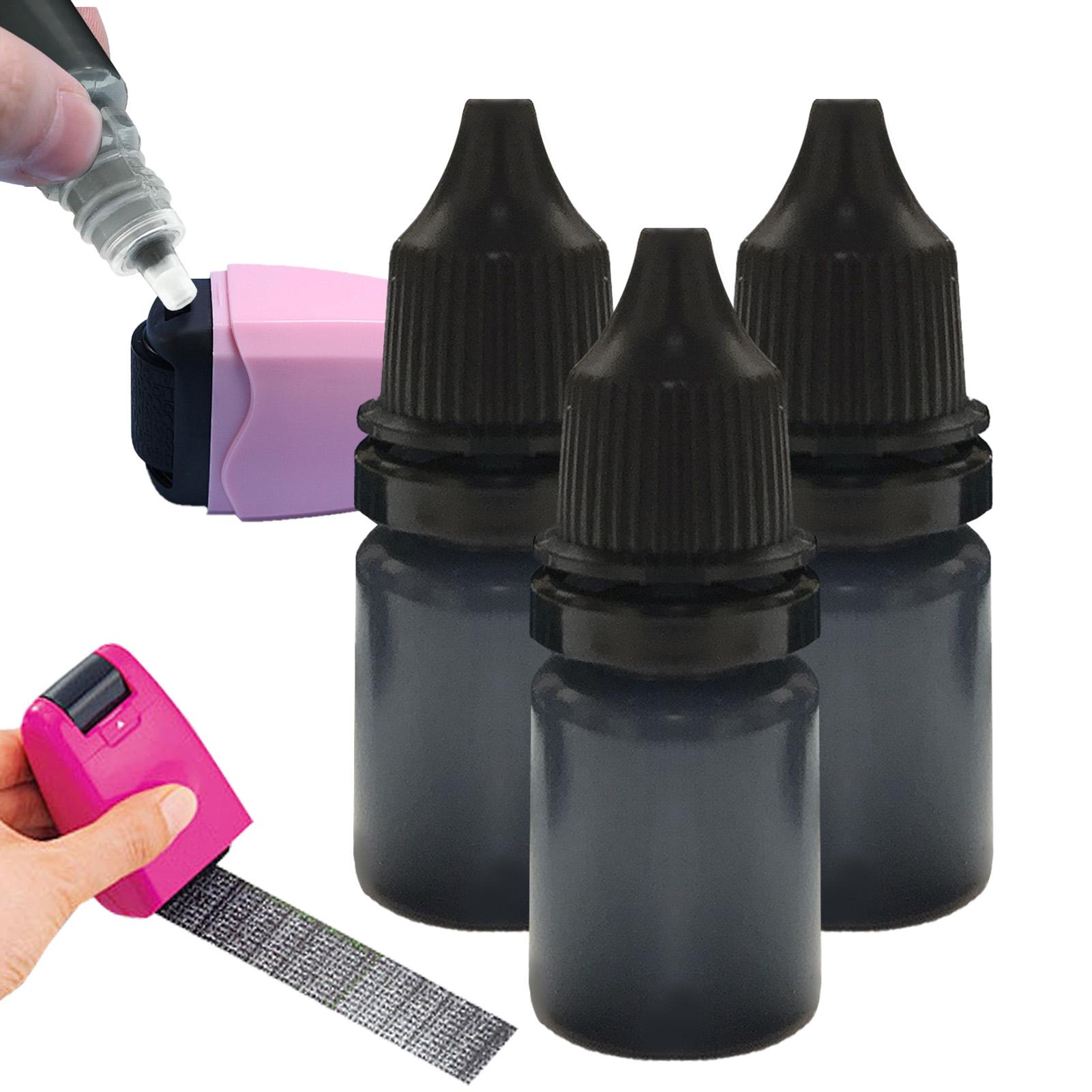 Footprint Ink Kit - หมึกประทับตราสีดำ 3 ชิ้น/เซ็ต หมึกเติมตราประทับแห้งเร็ว ป้องกันการโจรกรรม รหัสป้องกันการโจรกรรม