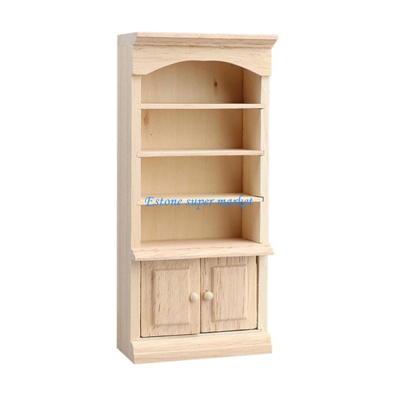Baby Nursery Bookcase - 090B ไม้ธรรมชาติตู้โชว์ขนาดเล็กสำหรับตุ๊กตาการตั้งค่าฉากบ้านปรับแต่งโครงการภาพวาดสร้างสรรค์เฟอร์นิเจอร์โมเดล
