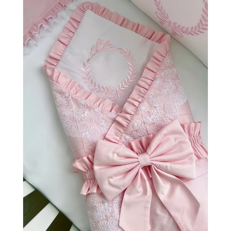 Baby Nursery Accessories - ชุดผ้าซาตินหรูหราพร้อมโบว์ - ผ้าห่อตัวสำหรับถ่ายภาพเด็กแรกเกิดและอุปกรณ์ตกแต่งงานแต่งงานในห้องเด็ก ropa de bebe