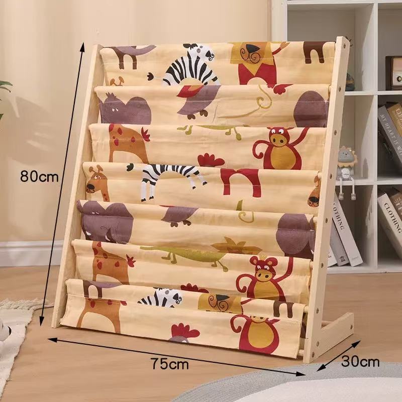 Baby Nursery Bookcase - ชั้นวางหนังสือไม้เนื้อแข็งแบบติดผนังถึงเพดาน ถอดประกอบได้ ชั้นวางของหลายชั้น ชั้นวางหนังสือภาพสำหรับเด็ก