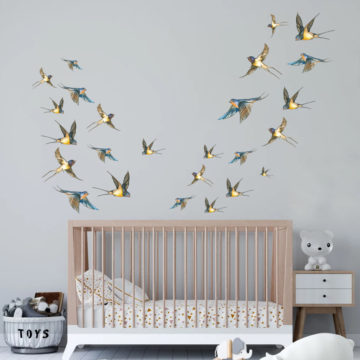 สติกเกอร์ติดผนังสีน้ำรูปนกหลาก - Baby Nursery Accessories บทวิจารณ์และราคา
