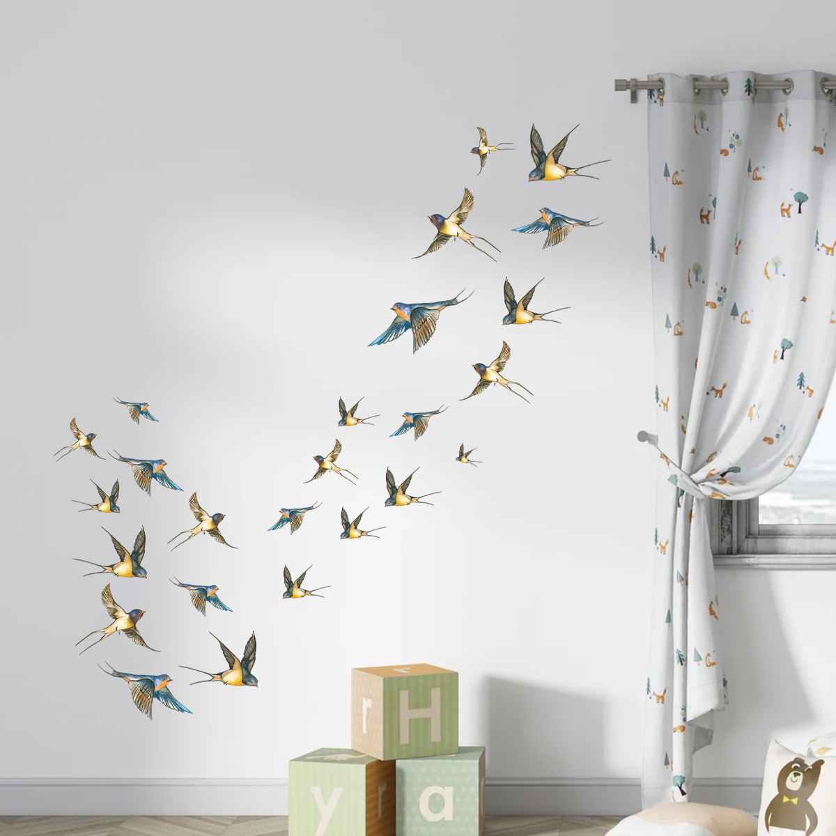 สติกเกอร์ติดผนังสีน้ำรูปนกหลาก - Baby Nursery Accessories บทวิจารณ์และราคา