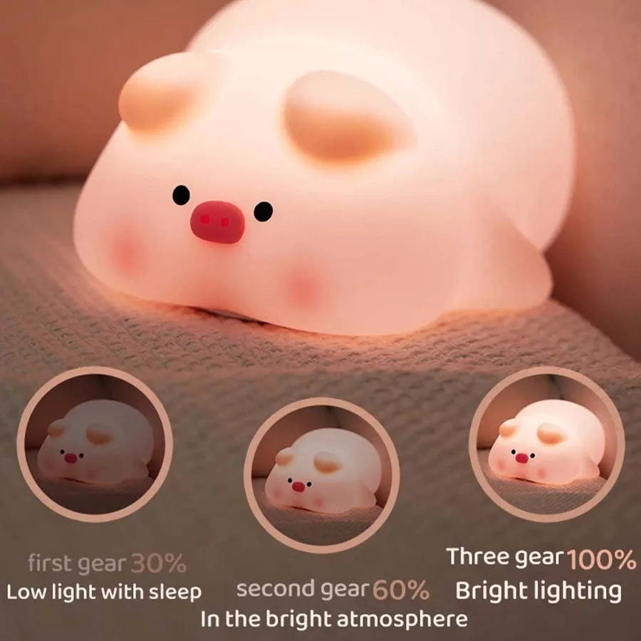 Piggy Bunny Night Light โคมไฟต - Baby Nursery Table Lamp บทวิจารณ์และราคา