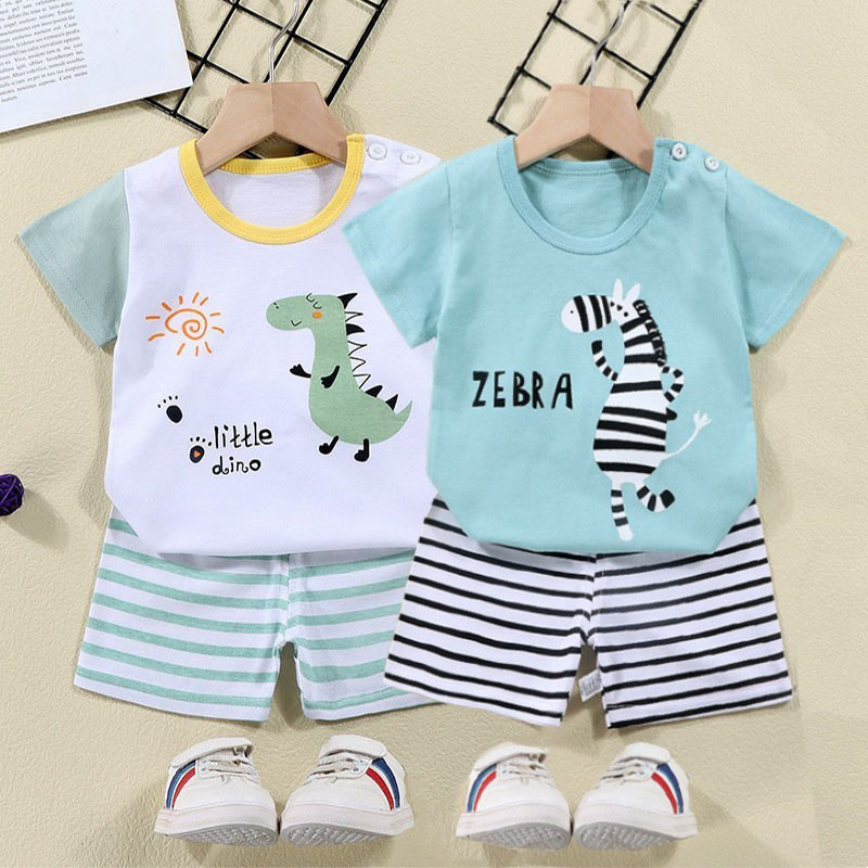 ผ้าฝ้ายTees + กางเกงขาสั้น 2 ช - Baby Nursery Ideas Boy บทวิจารณ์และราคา