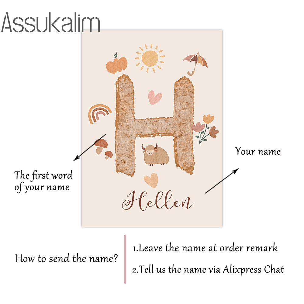 โปสเตอร์ผ้าใบสีเบจศิลปะบนผนังส - Baby Nursery Name Wall Art บทวิจารณ์และราคา