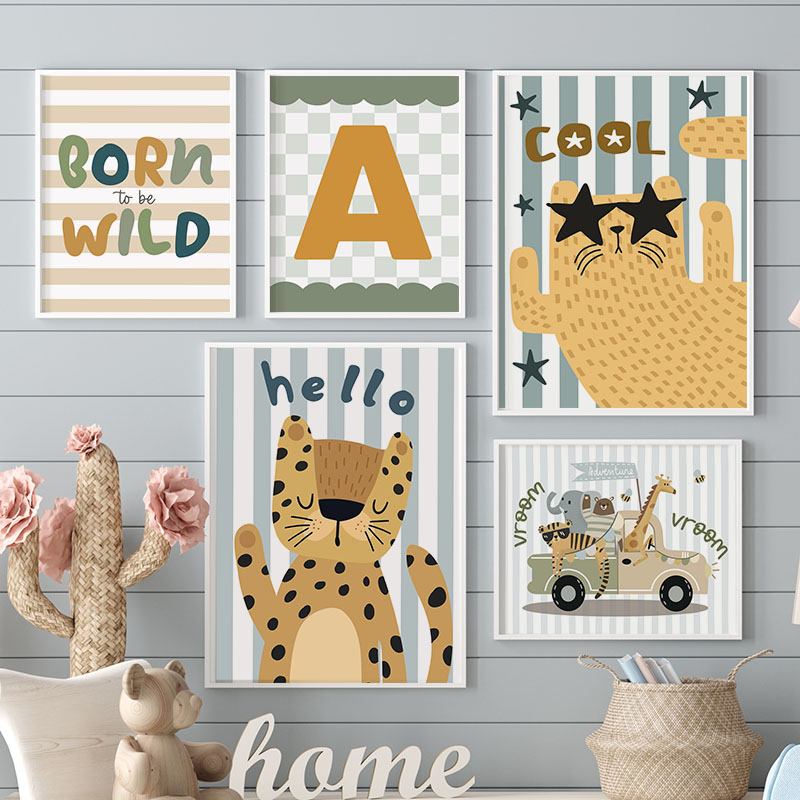 ภาพพิมพ์บนผ้าใบลายเสือ ลายสิงโ - Baby Nursery Name Wall Art บทวิจารณ์และราคา