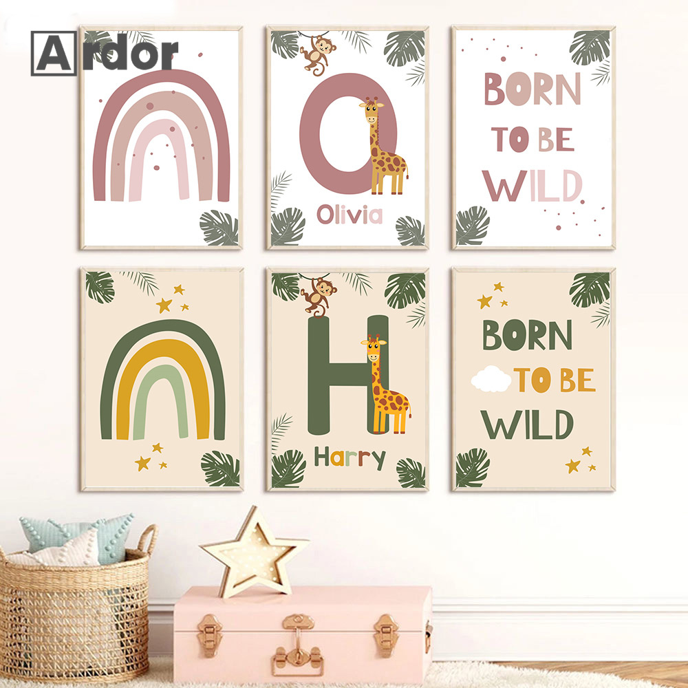 Nordic สัตว์ป่าโปสเตอร์ที่กําห - Baby Nursery Name Wall Art บทวิจารณ์และราคา