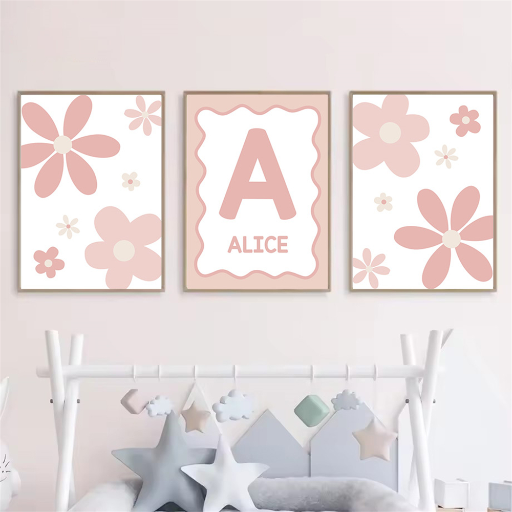 การ์ตูนดอกเดซี่สีชมพูโปสเตอร์ช - Baby Nursery Name Wall Art บทวิจารณ์และราคา