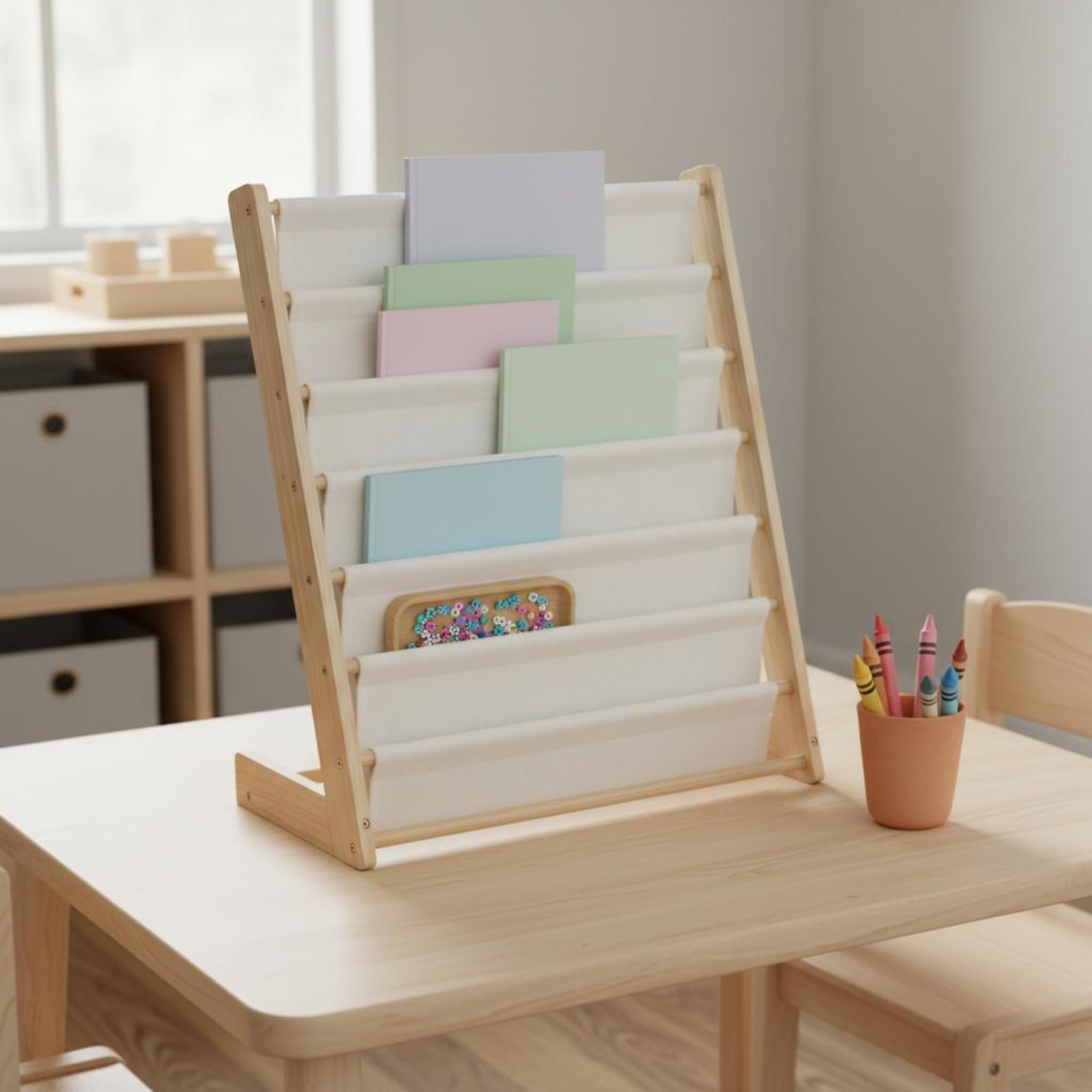 ชั้นวางหนังสือเด็กแบบพกพา ประห - Baby Nursery Bookcase บทวิจารณ์และราคา