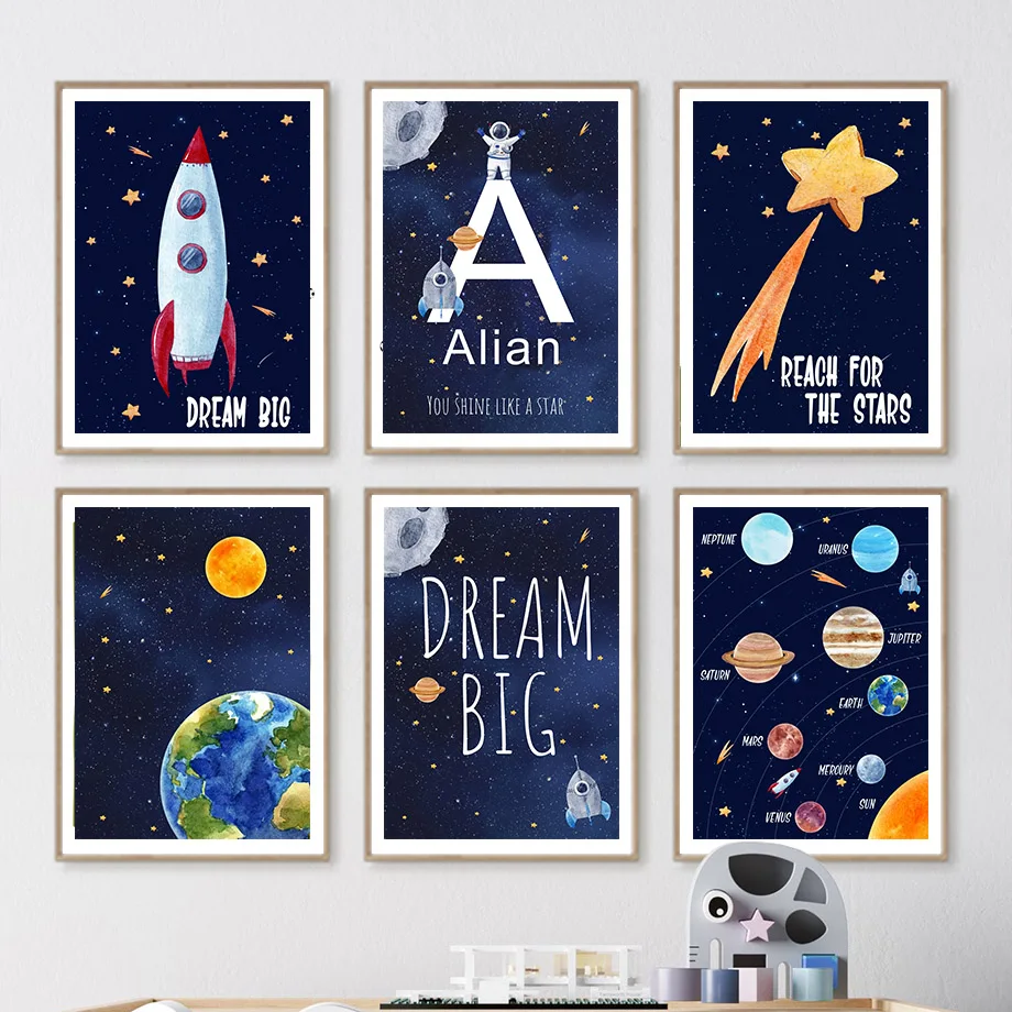 ภาพวาดบนผ้าใบ 1 ชิ้น ภาพพิมพ์ต - Baby Nursery Name Wall Art บทวิจารณ์และราคา